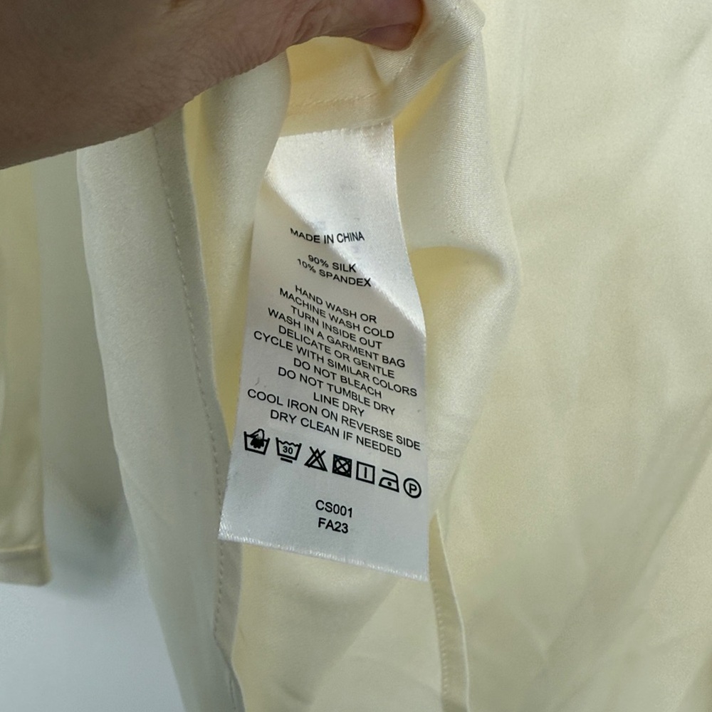 Quince Cream Tie-Neck Long Sleeve Blouse - Picture 8 of 8